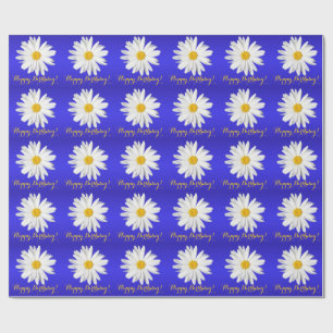 White Daisy Happy Birthday! Wrapping Paper