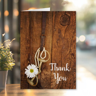 White Daisy Horse Bit Country Western Thank You Cards