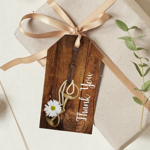 White Daisy Horse Bit Western Wedding Favor Tags