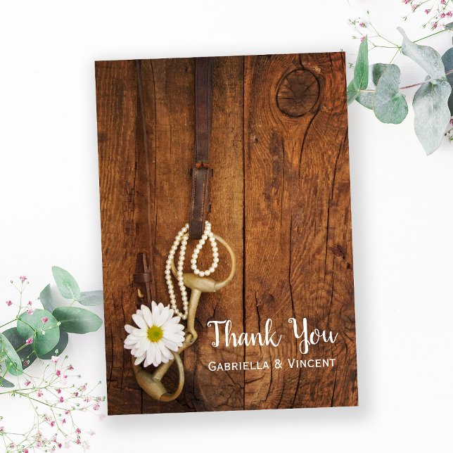 White Daisy Horse Bit Western Wedding Thank You (Creator Uploaded)