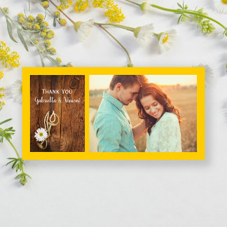 White Daisy Horse Bit Western Wedding Thank You Card