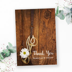 White Daisy Horse Bit Western Wedding Thank You Card