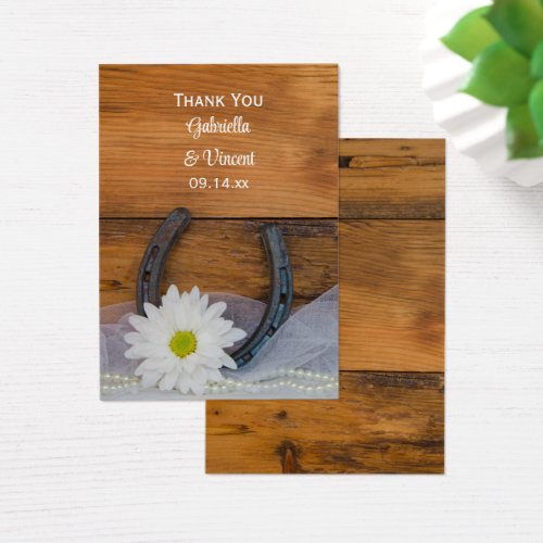 White Daisy Horseshoe Western Wedding Favor Tag