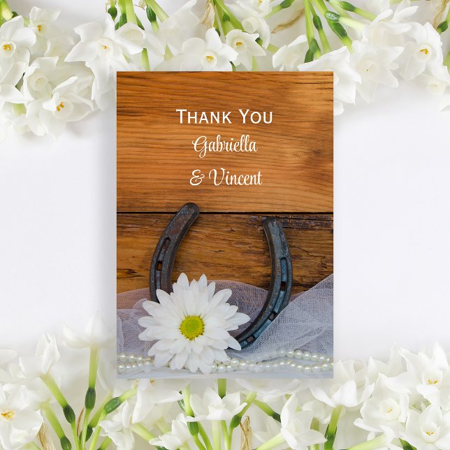 White Daisy Horseshoe Western Wedding Thank You (Creator Uploaded)