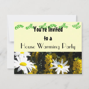 White Daisy House Warming Party Invitation