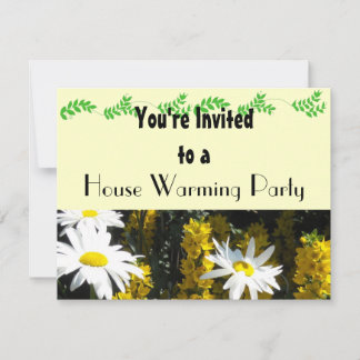White Daisy House Warming Party Invitation
