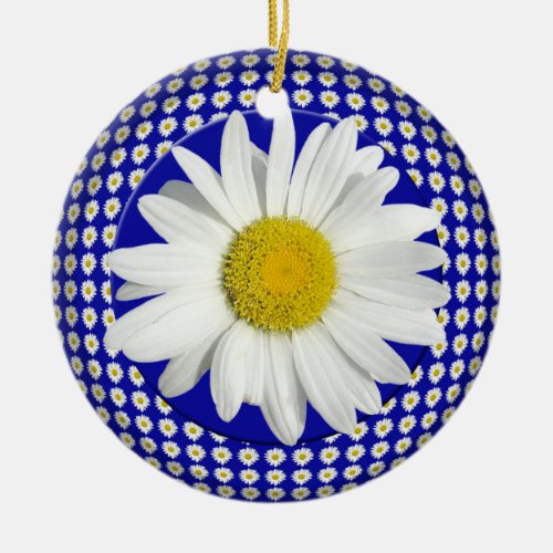 White Daisy Joy Circle Ornament