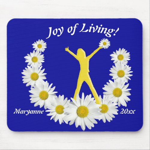 White Daisy Joy of Living Mouse Pad