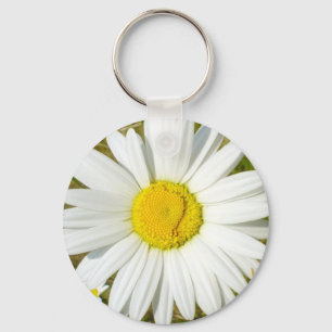 White Daisy Keychain