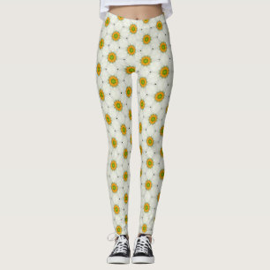 White Daisy Leggings