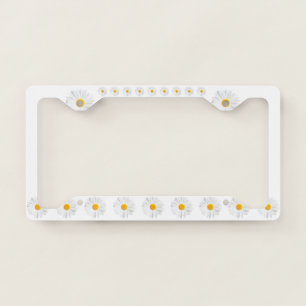 white daisy license plate frame