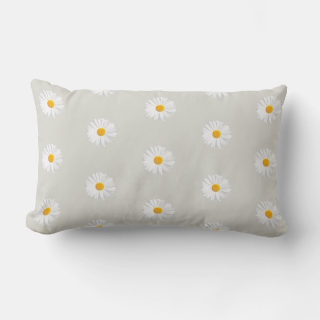 white daisy lumbar pillow (Front)
