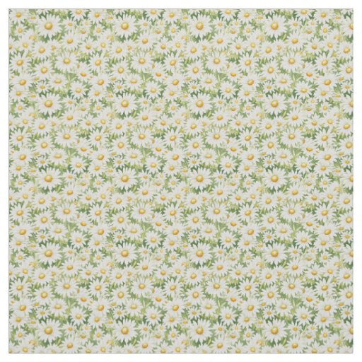 White Daisy Meadow Summer Garden Freshness Fabric