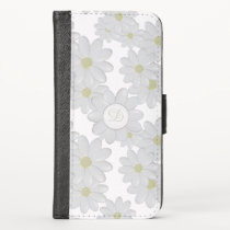 White Daisy Monogram iPhone X Wallet Case White Daisy Monogram iPhone X Wallet Case