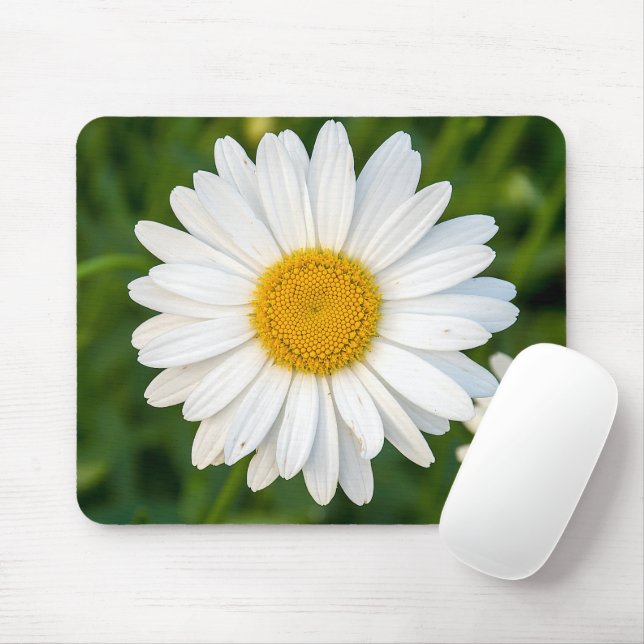 White Daisy Mouse Pad (With Mouse)