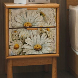 White Daisy Newsprint Decoupage Tissue Paper