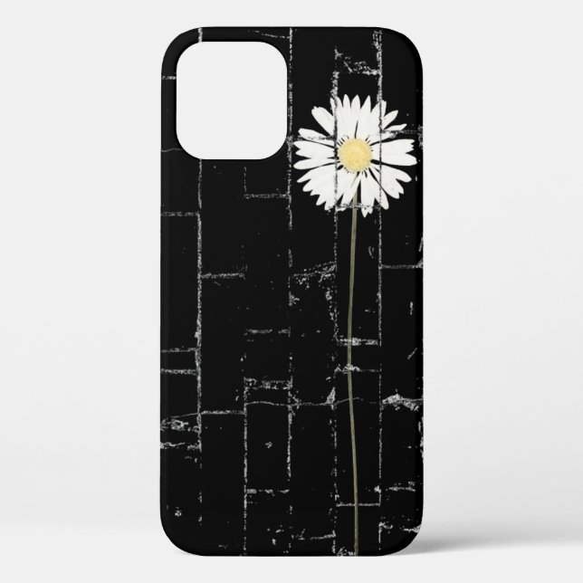 white daisy on black brick Case-Mate iPhone case (Back)