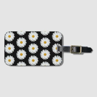 White Daisy on Black Floral Pattern