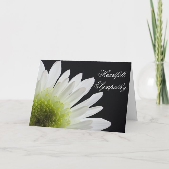 White Daisy on Black Sympathy Card (Front)