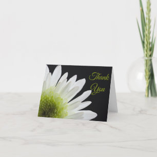 White Daisy on Black Thank You Card