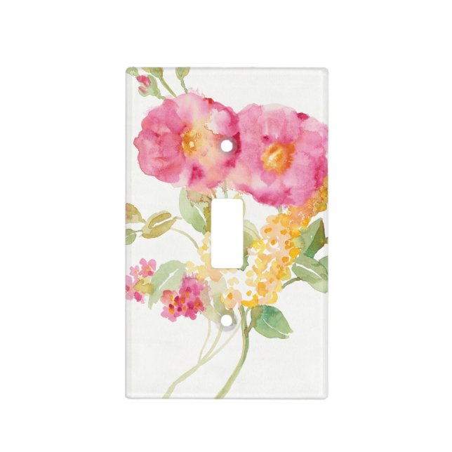 White Daisy on Blue Light Switch Cover (Front)