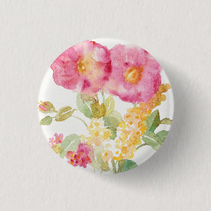 White Daisy on Blue Pinback Button