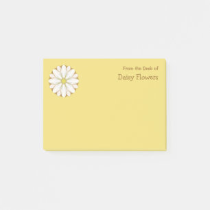 White Daisy on Golden Yellow Personalized Name Post-it Notes