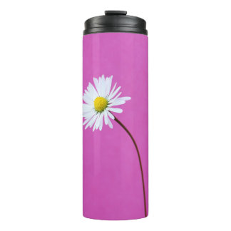 WHITE DAISY ON PINK BACKGROUND THERMAL TUMBLER