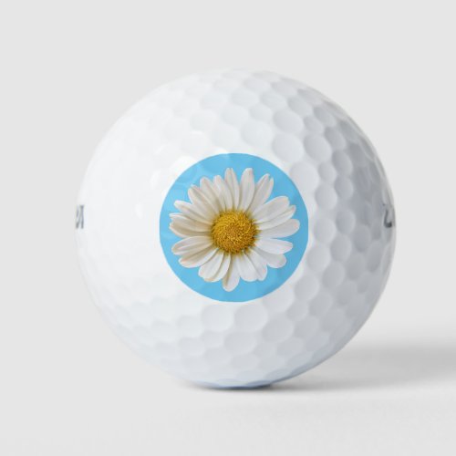 White Daisy on Sky Blue Golf Balls
