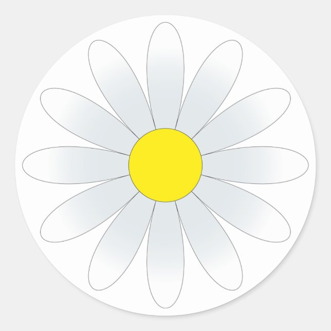 White Daisy on White Classic Round Sticker (Front)