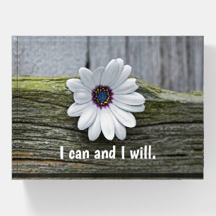 White Daisy On Wood With Quote Paperweight