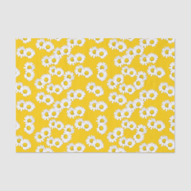 White Daisy on Yellow Background Tissue Paper (Front)