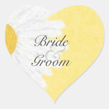 White Daisy On Yellow Wedding Stickers by sfcount at Zazzle
