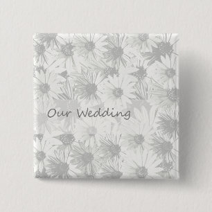 White Daisy- our wedding Button