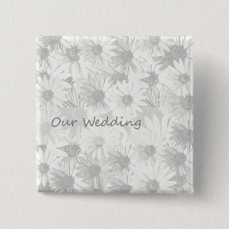 White Daisy- our wedding Button