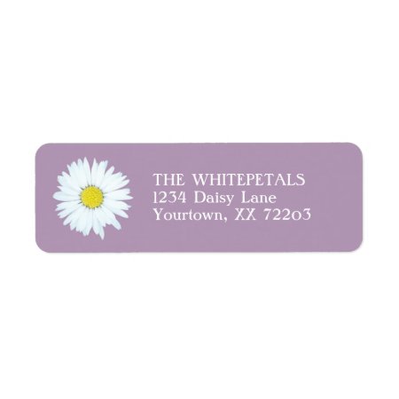 White Daisy & Pale Purple Return Address Label