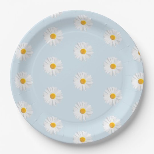 white daisy paper plate