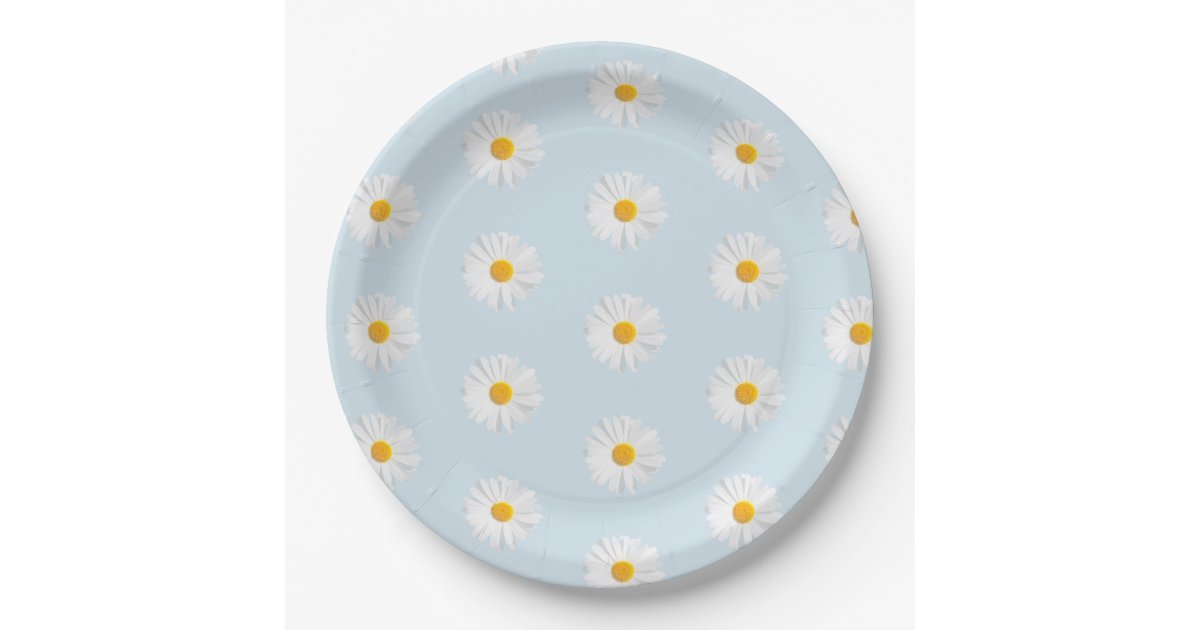 white daisy paper plate