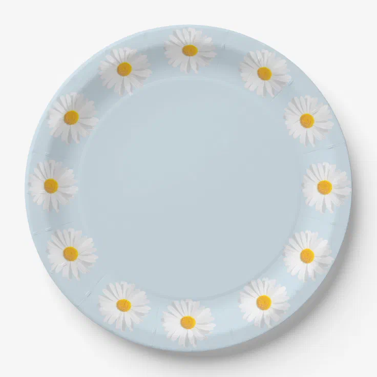 white daisy paper plates Zazzle