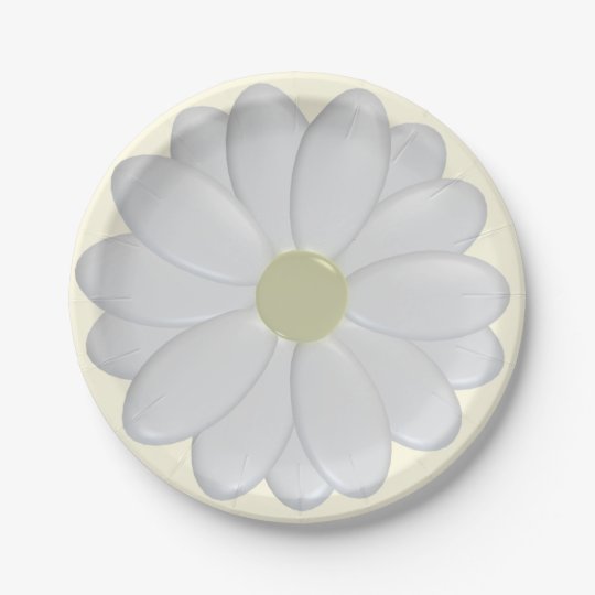 White Daisy Paper Plates