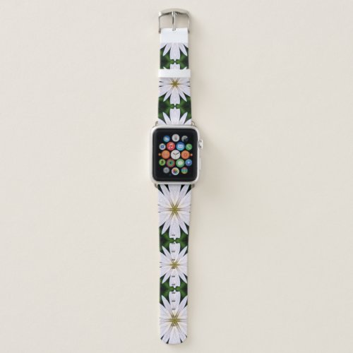 White Daisy Pattern Apple Watch Band