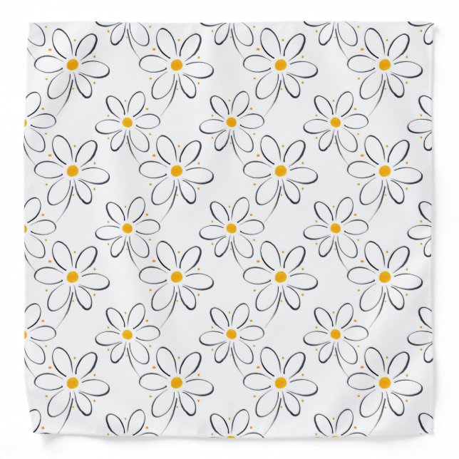 'White Daisy Pattern' Bandana (Front)
