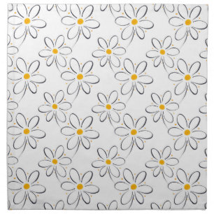 White Daisy Pattern Cloth Napkin