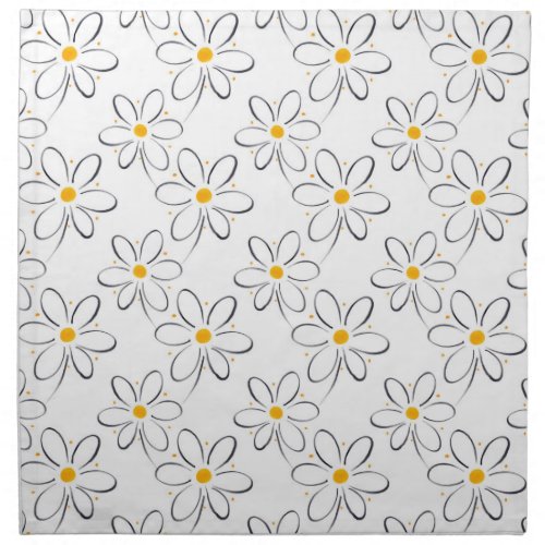 White Daisy Pattern Cloth Napkin