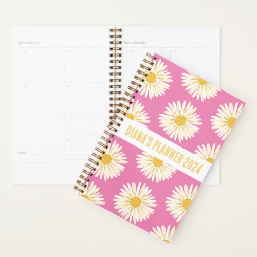 White Daisy Pattern Flowers Blooms Floral CUSTOM  Planner