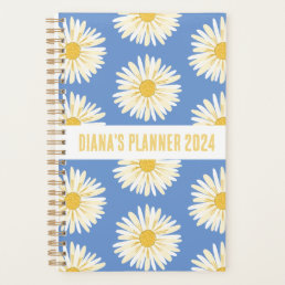 White Daisy Pattern Flowers Blooms Floral CUSTOM  Planner