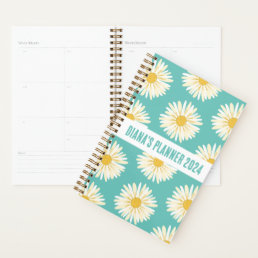 White Daisy Pattern Flowers Blooms Floral CUSTOM Planner