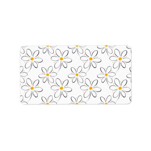 White Daisy Pattern Label