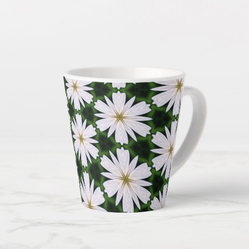 White Daisy Pattern Latte Mug