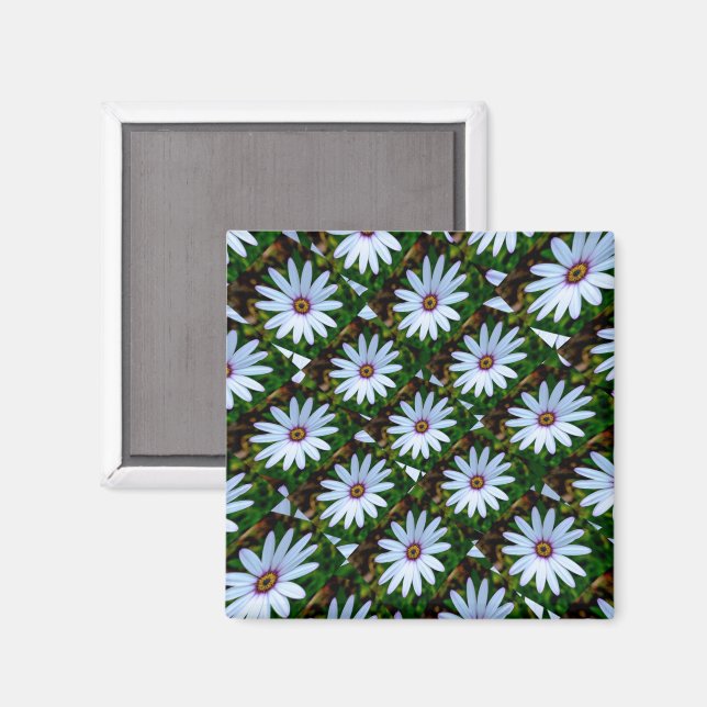 White Daisy Pattern Magnet (Front/Back)